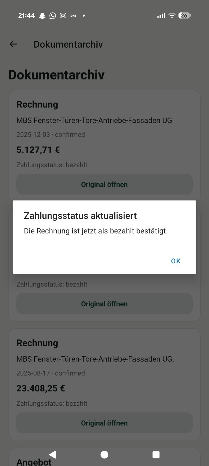 Echte Android-Alpha: Confirmation