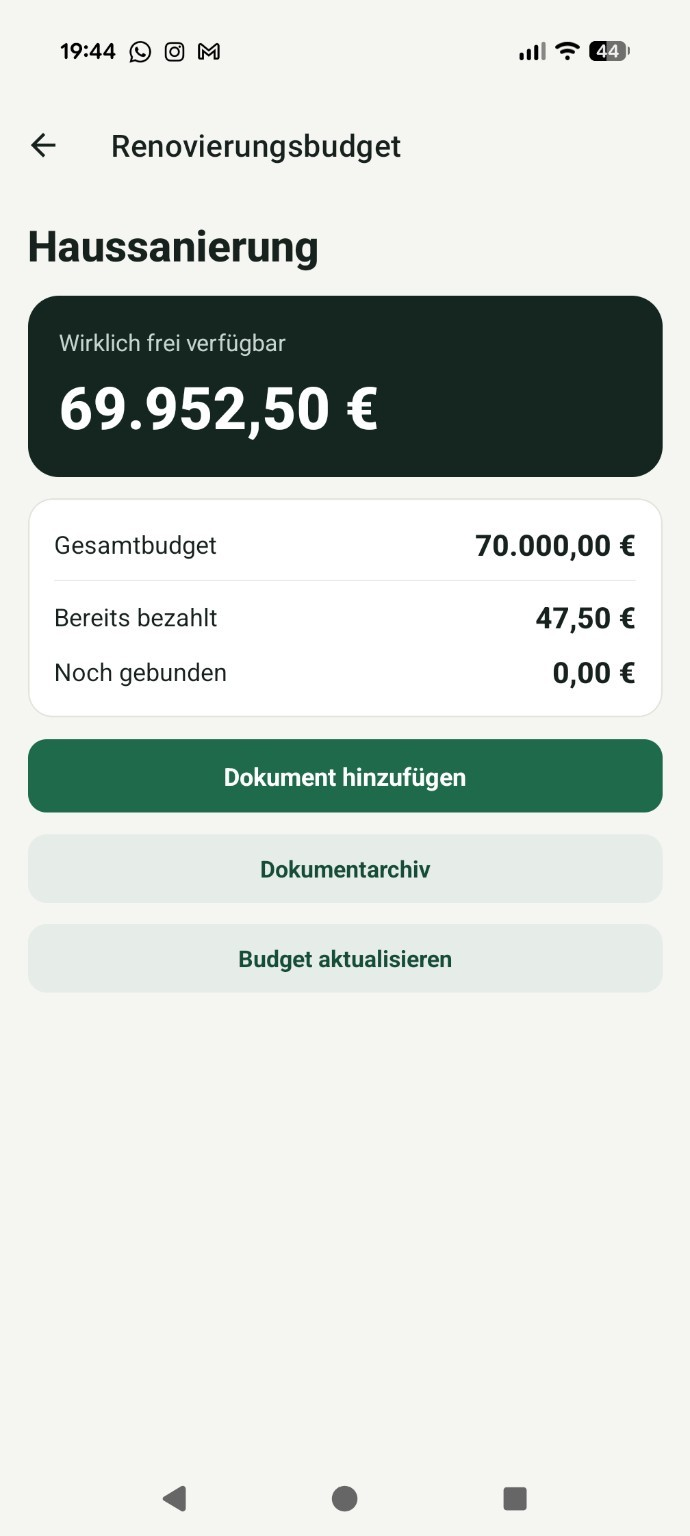 Echte Android-Alpha: Dashboard vorher